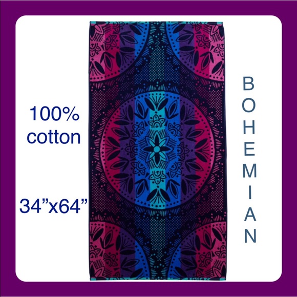 34/" x 64/" Tie-dye Peace Love Sandy feet Beach Towel
